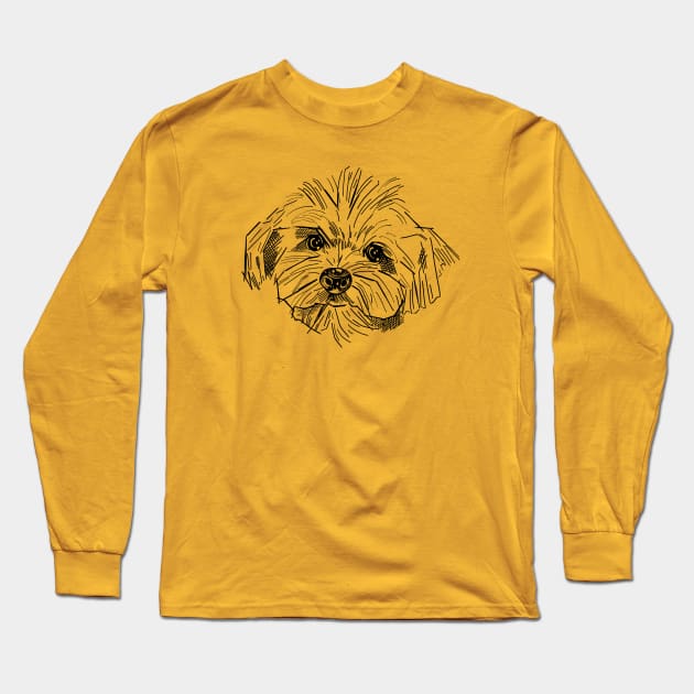 Line Art Poodle Long Sleeve T-Shirt by guypsycho